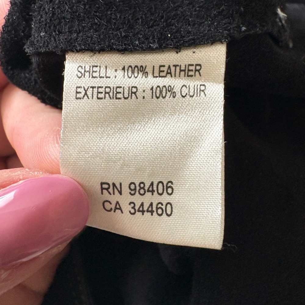 Size 10 Theory Black Leather Y2K Vintage Front Button Midi Skirt - Picture 3 of 7